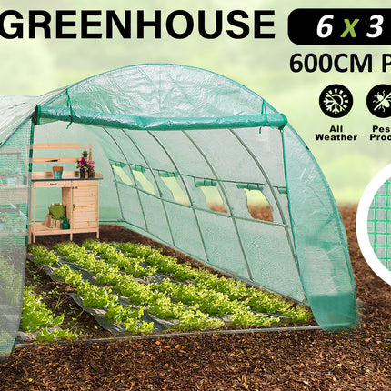 Home Ready Dome Hoop Tunnel Polytunnel 6x3x2M Greenhouse Walk-In Shed PE