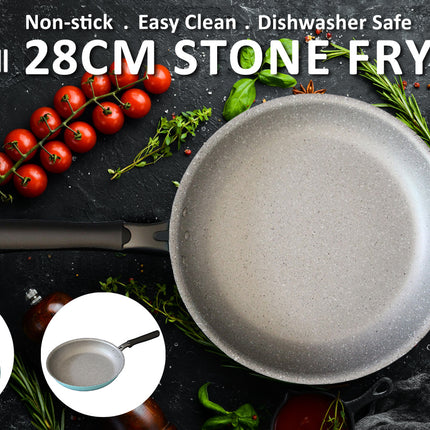 Fanjini Round 28cm Pure Sky Blue Stone Frypan Frying Pan Non-Stick Induction Ceramic