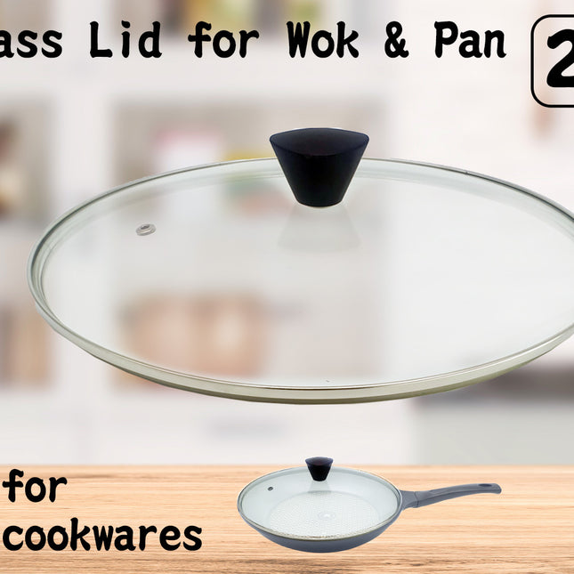 KOMAN 26cm Stainless Steel Glass Lid with Bakelite Handle