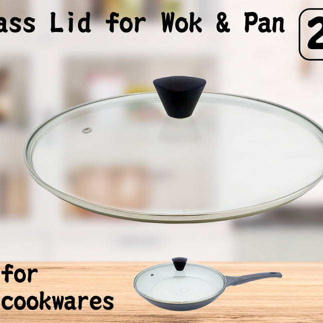 KOMAN 28cm Stainless Steel Glass Lid with Bakelite Handle