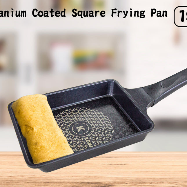 KOMAN 19x14cm Black Shinewon Square Pan Non-stick Titanium Coat
