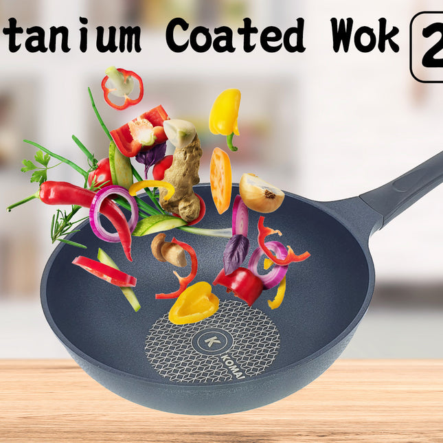 KOMAN 28cm Titanium Coating Wok Pan Non-Stick