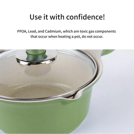 Happy Lambs 16cm Pink Sauce Pot Frying Pan w/ a Lid Set Non-Stick Stone Induction IH Frypan