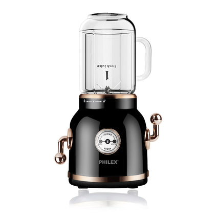 PHILEX 600ml Black Electric Blender Juice Smoothie Mixer Retro + 2 Cups