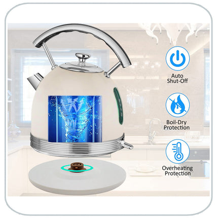 PHILEX 1.7 White Electric Kettle Boiler Stainless Steel Retro