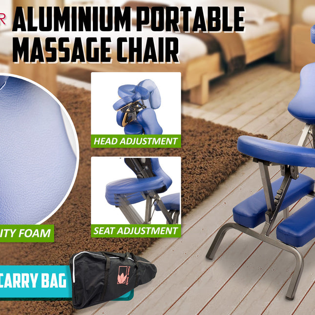 Forever Beauty Blue Portable Beauty Massage Foldable Chair Table Therapy Waxing Aluminium