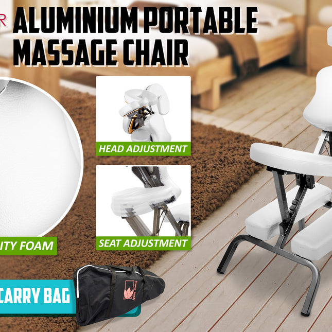 Forever Beauty White Portable Beauty Massage Foldable Chair Table Therapy Waxing Aluminium