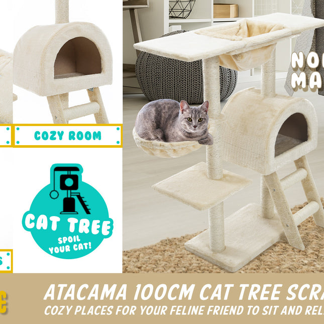 Paw Mate 100cm Beige Cat Tree Atacama Multi Level Scratcher
