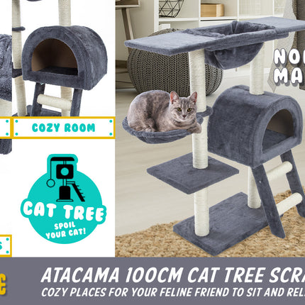 Paw Mate 100cm Grey Cat Tree Atacama Multi Level Scratcher