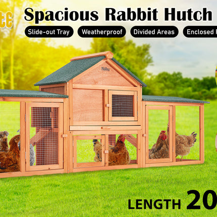 Paw Mate 204 x 45 x 85cm Rabbit Hutch Chicken Coop 2 Storey Large Cage Run