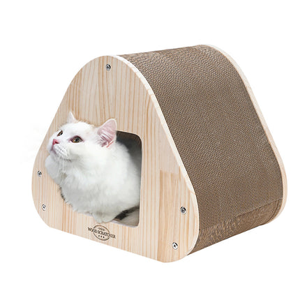 Yaomi Wood Triangle Cat Scratcher Sofa Pet Bed