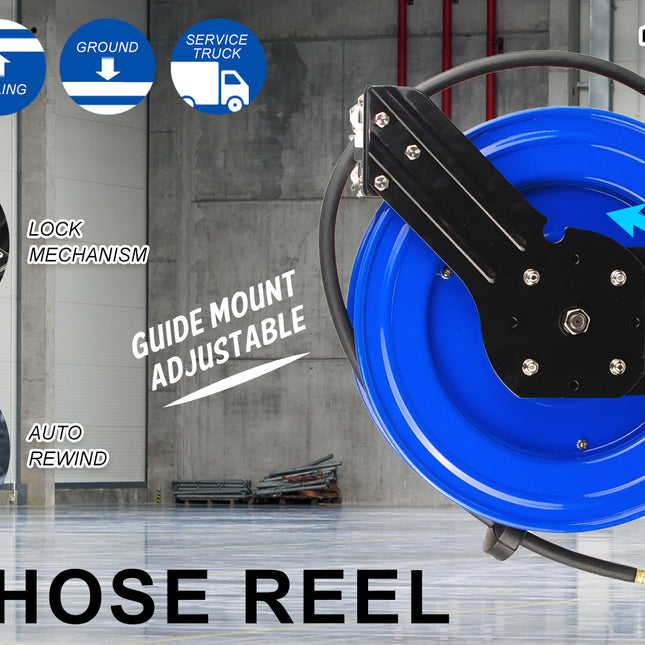 Dynamic Power Air Hose Reel Automotive Industrial 15m Retractable Rewind