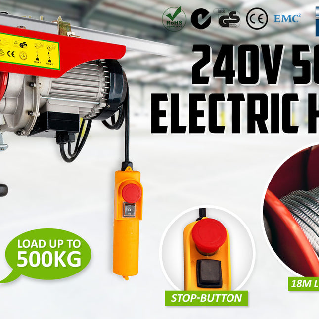 Dynamic Power Electric Hoist Remote Chain Lift 240V 1020w 250/500KG