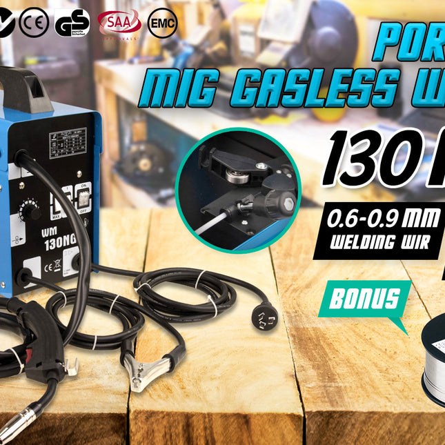 Dynamic Power MIG Gasless Welder + Wire Portable Welding Machine 130Amp