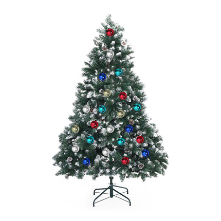 Home Ready 6Ft 180cm 930 tips Green Snowy Christmas Tree Xmas Pine Cones + Bauble Balls