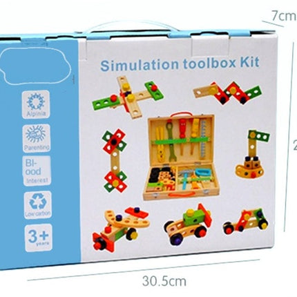 Children's pretend play build fix wood Toolbox Toy, Carpenter Traddie Set For toddlers and kids