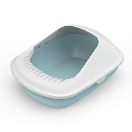 YES4PETS 2 X Medium Cat Litter Box Tray With Shovel Kitty Toilet Semi-Enclosed Pet Box Blue