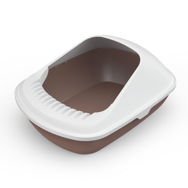 YES4PETS 2 X Medium Cat Litter Box Tray With Shovel Kitty Toilet Semi-Enclosed Pet Box Brown