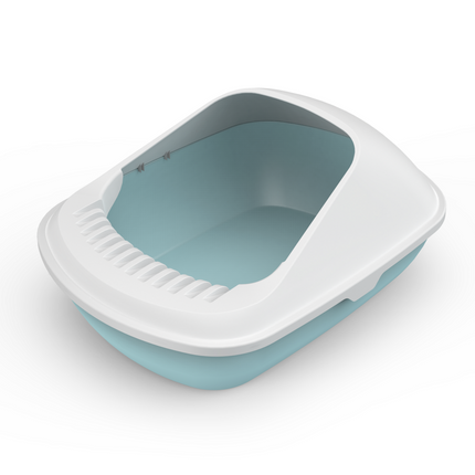 YES4PETS 2 x Large Cat Litter Box Tray With Shovel Kitty Toilet Semi-Enclosed Pet Box Blue