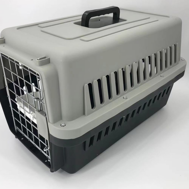Medium Dog Cat Crate Pet Carrier Airline Cage With Bowl & Tray-Black