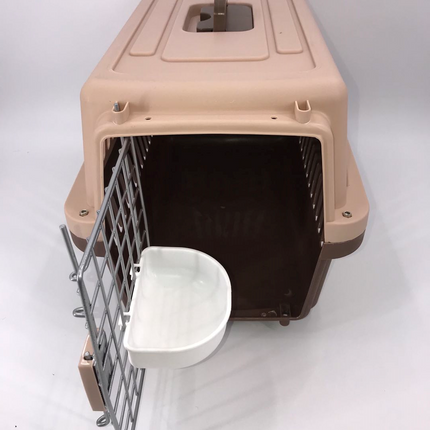 YES4PETS Medium Dog Cat Crate Pet Rabbit Carrier Airline Cage With Bowl & Tray-Brown