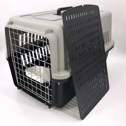 YES4PETS Large Dog Cat Crate Pet Carrier Rabbit Airline Cage With Tray And Bowl Black