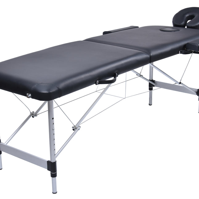 YES4HOMES 2 Fold Portable Aluminium Massage Table Massage Bed Beauty Therapy Black