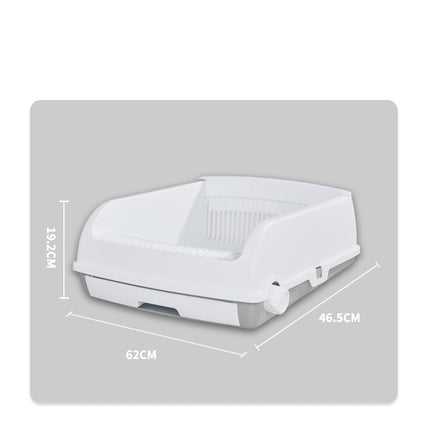 YES4PETS Large Cat Litter Tray Box Kitty Toilet with Rack Scoop & Drawer-Style Cleaning Box White
