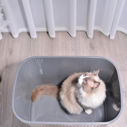 YES4PETS XXL Top Entry Cat Litter Box No Mess Large Enclosed Covered Kitty Tray Grey