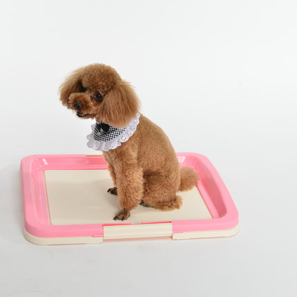 Large Portable Dog Potty Training Tray Pet Puppy Toilet Trays Loo Pad Mat Pink