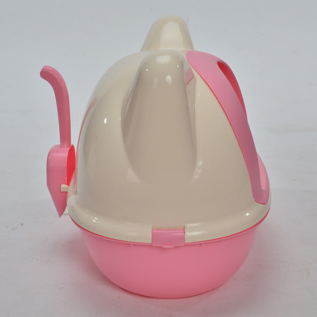 YES4PETS Large Hooded Cat Toilet Litter Box Tray House With Scoop Pink