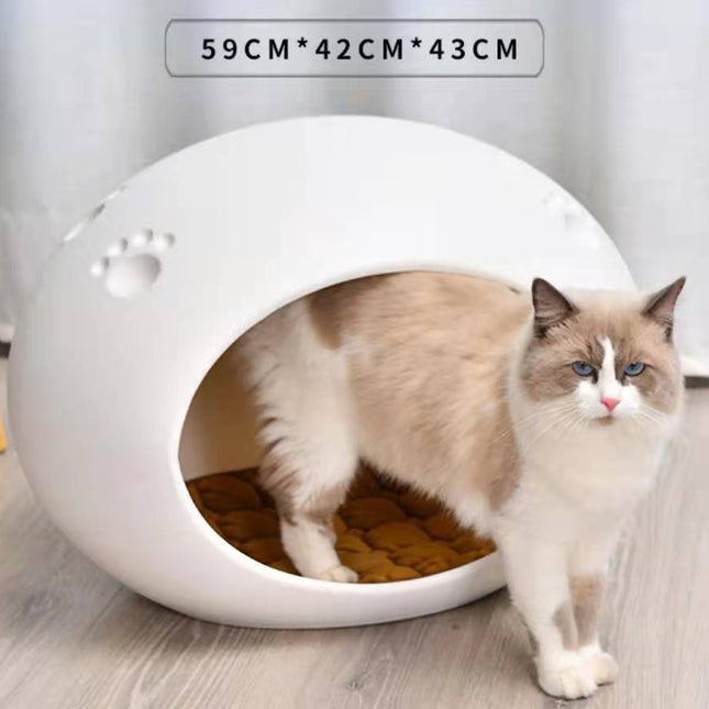 YES4PETS Medium Cave Cat Kitten Box Igloo Cat Bed House Dog Puppy House White