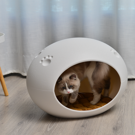 YES4PETS Medium Cave Cat Kitten Box Igloo Cat Bed House Dog Puppy House White
