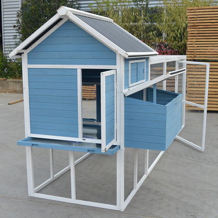 YES4PETS 371 cm Blue XXL Chicken Coop Rabbit Guinea Pig Hutch Ferret Hen Cat Kitten House