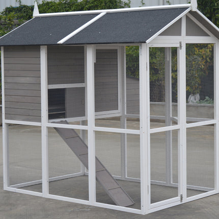 YES4PETS Grey XL Chicken Coop Rabbit Guinea Pig Hutch Ferret Hen Cat House