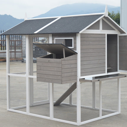 YES4PETS Grey XL Chicken Coop Rabbit Guinea Pig Hutch Ferret Hen Cat House