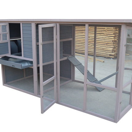 YES4PETS 290 cm XXL Grey Chicken Coop Guinea Pig Rabbit Hutch Ferret Guinea Pig House