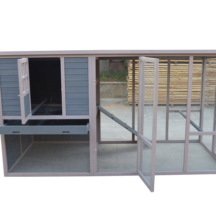 YES4PETS 290 cm XXL Grey Chicken Coop Guinea Pig Rabbit Hutch Ferret Guinea Pig House