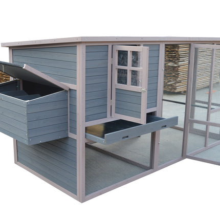 YES4PETS 290 cm XXL Grey Chicken Coop Guinea Pig Rabbit Hutch Ferret Guinea Pig House