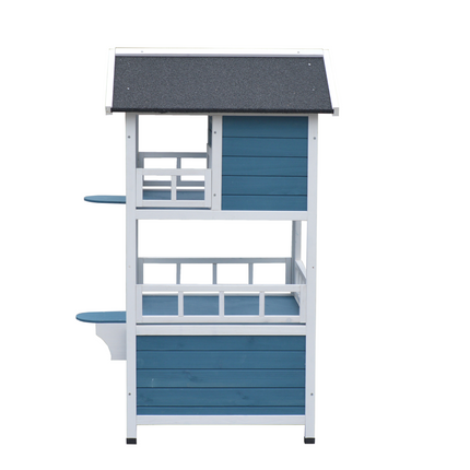 YES4PETS Double Story Cat Shelter Condo with Escape Door Rainproof Kitty House