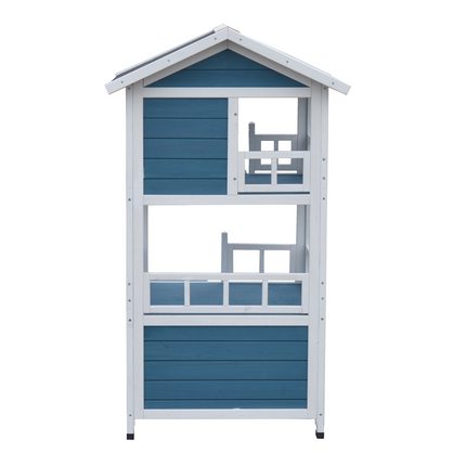YES4PETS Double Story Cat Shelter Condo with Escape Door Rainproof Kitty House