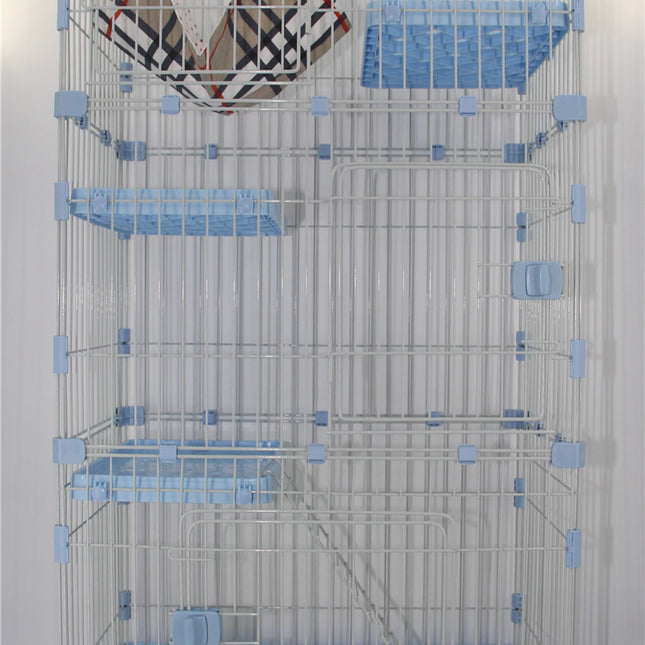 YES4PETS 179 cm Blue Pet 4 Level Cat Cage House With Litter Tray & Wheel 82x57x179 CM