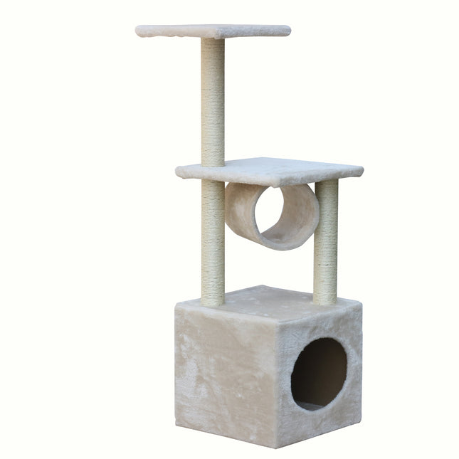 YES4PETS 112 cm Beige Cat Kitten Scratching Post Tree Scratcher Pole
