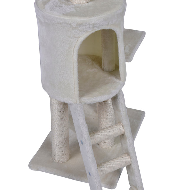 YES4PETS 138cm Cat Scratching Post Tree Post House Tower with Ladder-Beige