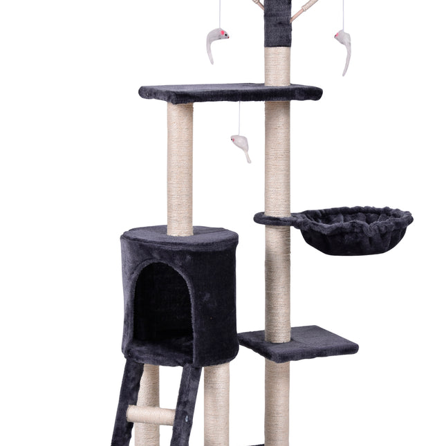 YES4PETS 138cm Cat Scratching Post Tree Post House Tower with Ladder-Grey