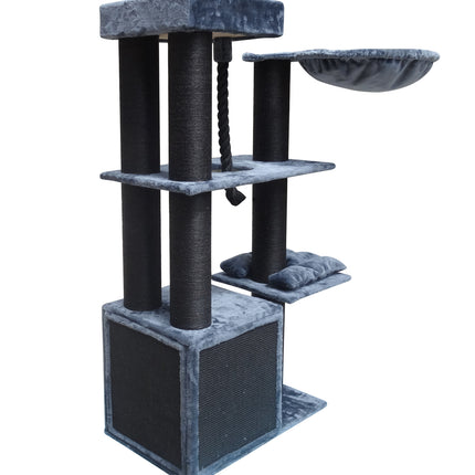 YES4PETS 160 cm XL Multi Level Cat Scratching Post Tree Scratcher 14cm Thick Pole- Grey