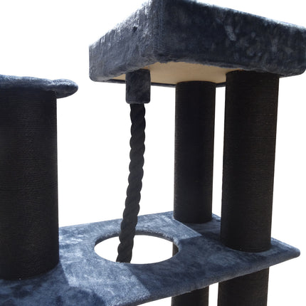 YES4PETS 160 cm XL Multi Level Cat Scratching Post Tree Scratcher 14cm Thick Pole- Grey