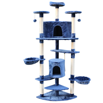 YES4PETS 200 cm Cat Scratching Post Tree Scratcher Corner Tower Furniture- Blue
