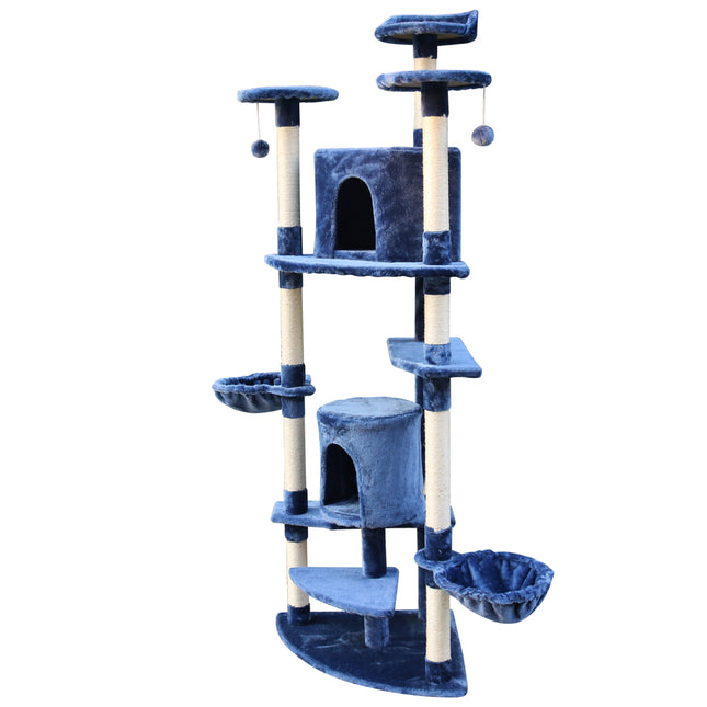 YES4PETS 200 cm Cat Scratching Post Tree Scratcher Corner Tower Furniture- Blue