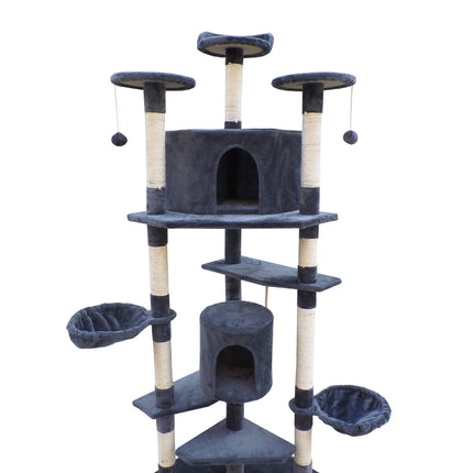 YES4PETS 200 cm Cat Scratching Post Tree Scratcher Corner Tower Furniture- Grey